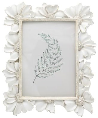 YULINK 12,7 x 17,8 cm großer Vintage-Bilderrahmen, antiker weißer kunstvoller Bilderrahmen, für Tischplatte und Wanddekoration, dekoratives Blumendesign, Retro-Heimdekoration, altmodische