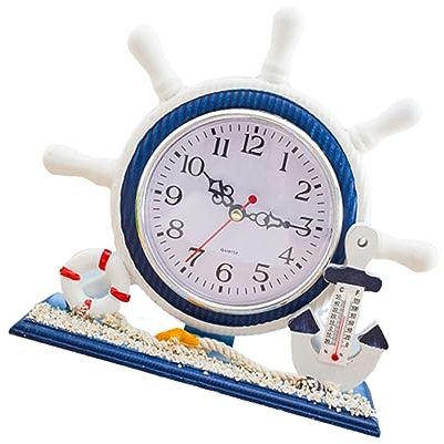Garneck Nautischen Stil Uhr Mit Thermometer Ornament Für Wohnzimmer Silent Desktop Für Home