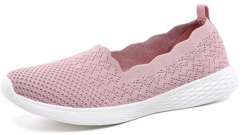 Puxowe Damen Slip On Sneaker Leichte Atmungsaktiv Sportschuhe Turnschuhe Bequem Freizeitschuhe Walking Schuhe Outdoor Fitness 41.5 EU Pink