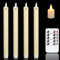 salipt LED Bougies Vacillantes sans Flamme Lot de 4, Bougies à Piles en Avec Télécommande et Minuteur, Diamètre 2 cm, Hauteur 24.5 cm - Ivoire