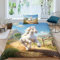 AAHARYA Cheval Mignon 3pcs Housse De Couette Dessin animé Ensemble De Housse De Couette Imprimé 3D Taie d'oreiller Parure De Lit Linge De Lit Single（135x200cm）