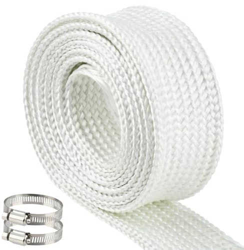 Abgasschlauch für Stromerzeuger,25mm Hitzeschutzschlauch Standheizung,Isolierung Schlauch Stromerzeuger für Notstromaggregat Abgasrohr Fiberglass mit 2 Clips für Heizungen Air-Klimaanlage,200CM