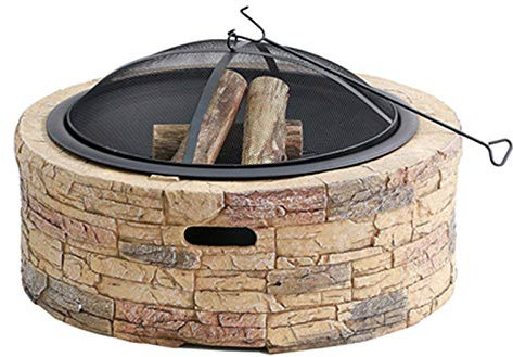 Feuerstelle für den Außenbereich, Garten, Holzbrenner, Grill, Hinterhof, Terrasse, Outdoor-Kamin aus Kunststein (Farbe: Stil 2) (Stil 1)