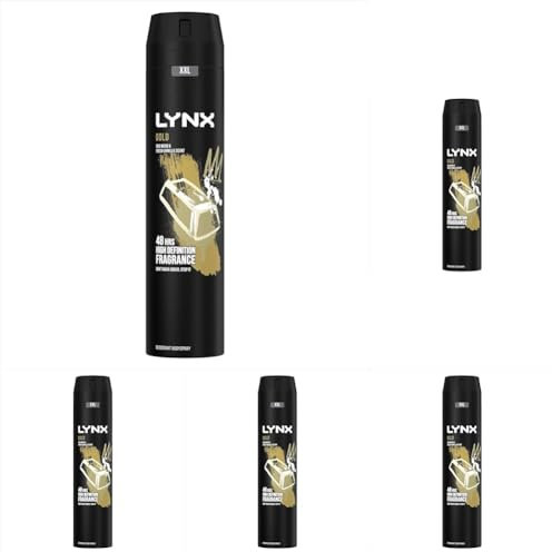 Lynx XXL Gold 48 hours of odour-busting zinc tech Aerosol Bodyspray deodorant 250 ml (Pack of 5)