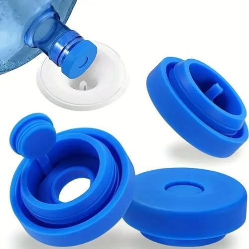Addein 3Pcs Bottled Water Cover, Water Jug Lids Reusable, Non Spill Caps, Anti Splash Bottle Caps,Replacement Water Bottle, Water Bottle Snap On Cap Replacement 55mm 3-5 Gallon Water Jug Lid