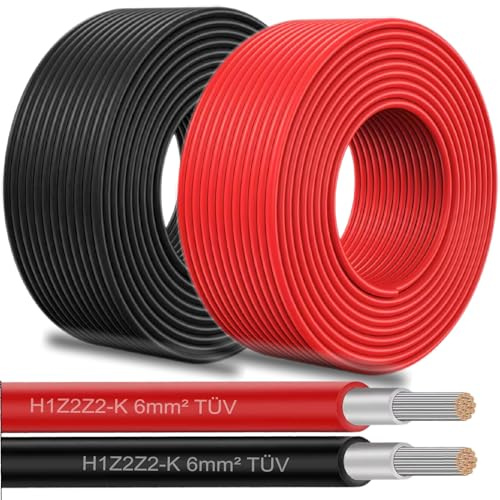 UC-Express Solar Solarleitung für Solarpanel - Solarkabel für Solarmodule - Photovoltaik-Kabel - Kabel 6 mm² - Schwarz/Rot, Farbe:Schwarz, Länge:10 M inkl. 0% MwSt. gem. § 12 Abs. 3 UStG
