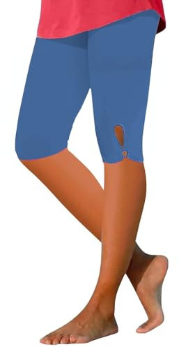 Lieferung Ostern Damen-Viertelhose 2024, hohe Taille, hohle Yoga-Viertelhose, leichte und bequeme Viertelhose, einfarbig, weiche, lässige Pyjama-Hose, Leggings Durchsichtige Leggins (Dark Blue, XL)