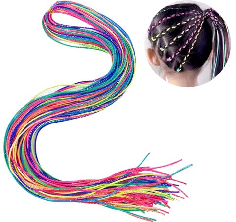 40 Pezzi Extension Capelli Bambine, Fascia per capelli arcobaleno, Ciocche Capelli per Trecce Capelli Fili Colori Sfumati, Estensioni Capelli Trecce Glitter, per Festival Festa (85cm)