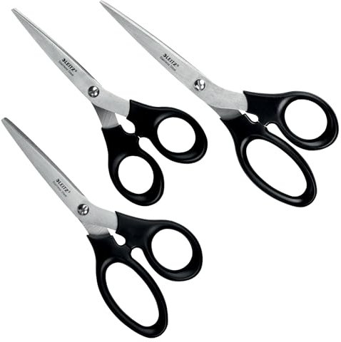 Leitz Edelstahlscheren Set 165/185/200 mm, 3er-Set Edelstahlscheren in den Größen 165; 185 und 200 mm in einer plastikfreien Verpackung, 54260095