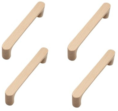 SANCHAKOU Holzgriffe Küchenschränke 4 Stück Möbel Zubehör Buche Lack Holz Doppel Loch Einzel Loch Holz Griff Schublade Schrank Schrank Griff 128Mm