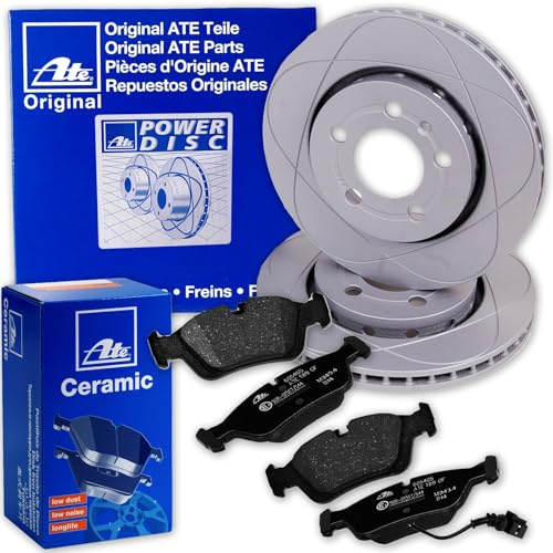ATE PowerDisc Bremsscheiben + CERAMIC Beläge vorne für Golf 4 Polo A3 Fabia