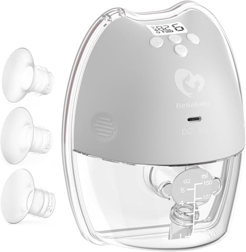 Tire Lait Electrique Main Libre Bellababy, Silencieux et Sans Douleur, 4 Modes et 9 Niveaux d'aspiration, Moins de Pièces à Nettoyer, Facile à Assembler/Démonter, Breast Pump, 1 Pièce