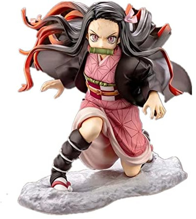 Jiumaocleu Kamado Nezuko Figur Statue Modell - 15cm Anime Actionfigur Kamado Nezuko Skulptur, Kampf Pose Handmade Sammlerstück Desktop Ornament