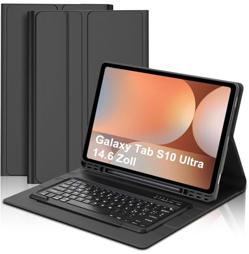 WINCHKING Tastaturhülle für Samsung Galaxy Tab S10 Ultra/S9 Ultra 14,6 Zoll, Bluetooth-Tastatur italienisches Layout magnetisch für Samsung S9/S10 Ultra Tab 14,6 Zoll, Schwarz