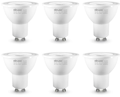 DiCUNO GU10 LED Lampe 5W, Warmweiß 3000K, ersetzt 35W Halogenreflektor, 310lm, MR16 LED, CRI 98 Vollspektrum, kein blaues Licht, Abstrahlwinkel 35°, ProOE Serie, Flimmerfrei, nicht dimmbar, 6er Pack