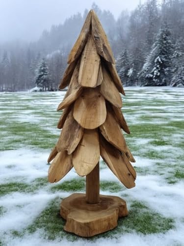 Teak Holz Tannenbaum - 30-80 cm Weihnachtsbaum - Wald Dekoration (40 cm)