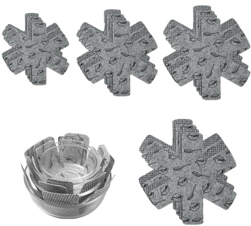 16PCS Pot Pan Protectors, Pot and Pan Protectors 4 Different Sizes Pan Separators Pads Anti-Scratch, Pan Separators & Pan Protectors for Stacking Cookware in Kitchen Cupboard