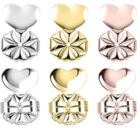 BIRLOZA 3 Paar Ohrringheber Magische Einstellbare Ohrring lifter Ohrmuschelheber Hypoallergen Earring Lifters Ohrringaufzüge für Earring Backs Ohrläppchen Heber Damen Ohrring-Verschlüsse Lifters