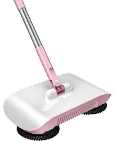 Okeeyseda Manual Sweeper, Push Type Non-Electric Floor Sweeper, 2-in-1 Carpet and Floor Manual Sweeper