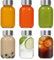 LIMILI Glass Bottles with Lids, Water Bottles with Stainless Steel Lids, Leak Proof Reusable for Hot Cold Drinks Work Gym Home (6pcs 150ML)