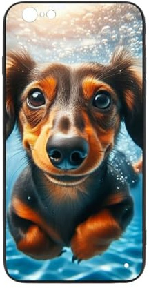 CRIVOTA For iPhone 6/6S Case - All-new Dachshund Design, Glass Back + TPU Inner Shell, Scratch-Resistant, Military-Grade Protection, Cell Phone Cases for Boys Girls