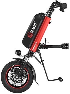 ELESMART A5 Rollstuhl Zuggerät Elektrischer Antrieb Handbike, 10,4Ah, Rot
