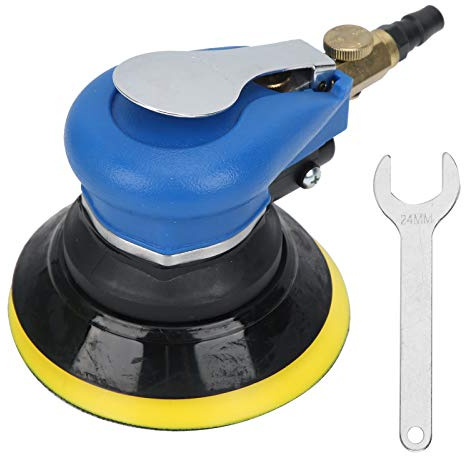 Oreilet Sander à Air, 5INCH 10000 Tr / Min Pneumatique Polonteur Machine à Polissage Orbital Grinder avec Pavillon pour beauté Voiture, Tôle, Travail du Bois, Meubles, Ponçage Air