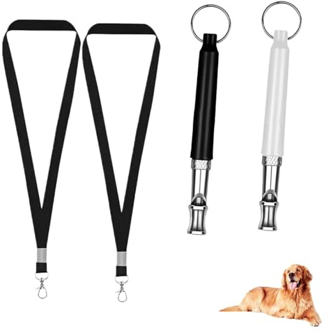 Zpeiran Sifflet à Ultrasons pour Chien Silencieux,2 Pièces Sifflet Anti Aboiement Haute Fréquence Réglable,pour Le Dressage et Le Rappel,avec Lanière,Outil d'Éducation Canine Sifflets de Rappel