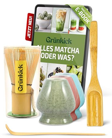 Matcha Set Schneebesen – Premium Matcha Tee Set mit Bambus Matcha Besen & Matcha Zubehör - Japanisches Matcha Starter Set für Teezeremonie & Matcha-Latte (Grün)
