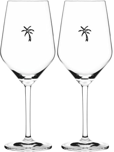 RITZENHOFF Sand & Soda 9500007 Modernes Weinglas mit trendigem Motiv Palme, Geschenkbox – Made in Germany (Packung mit 2)