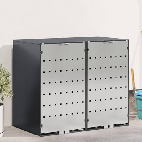 Massbinet Mülltonnenbox 2er Mülltonnenboxen 240L Box für Mülltonnen Edelstahltür