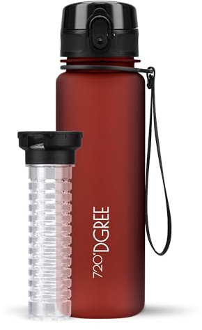720°DGREE Gourde d'Eau 500ml “uberBottle“ +Fruit-Infuseur, softTouch - Sans BPA, Anti-fuite - Bouteille, water bottle idéale pour Enfants, École, Sport, Randonnée, Camping, Université, Voyage, Travail