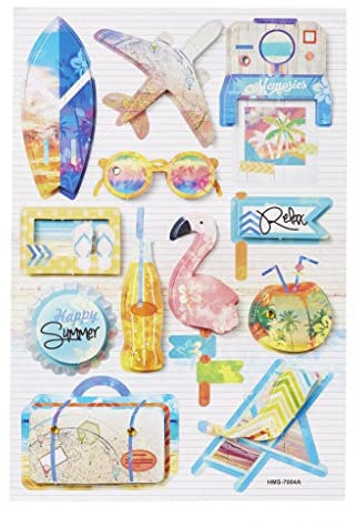 3 D-Sticker Urlaubs-Reise , Bogen 18,5 x 12,5cm
