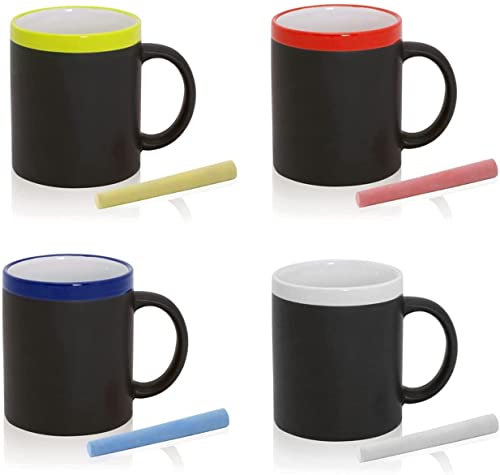 Deliex Lote 25 Tazas Pizarra Cerámica Colores Variados con Tiza, Regalos para cumpleaños infantiles, detalles para Niños en Bodas, Bautizos y Comuniones (25 ud)