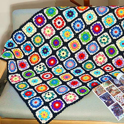 Handgefertigte, gehäkelte Überwurfdecke für Oma-Decke, Pullover-Stil, ganzjährig, Geschenk, für drinnen und draußen, für Sofa, Schmusetuch, Bett, Liegestuhl, Wohnzimmer, 119.4 x 78.7 cm, Schwarz