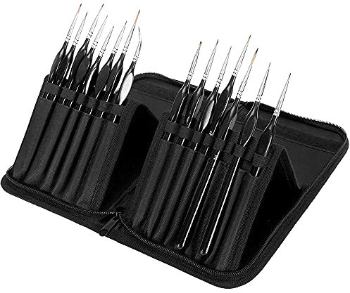WUWEOT 15 Pack Fine Detail Paint Brushes, Micro Miniature Paint Brush Set for Acrylic, Oil, Watercolor, Art, Scale, Model, Face, Paint by Numbers, with Ergonomic Triangular Handle and Travel Bag
