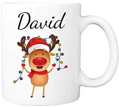 Pickhut Personalised Reindeer Christmas Name Mug