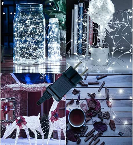 Catena luminosa 600 mini luci di Natale micro led stringa con led colore luce bianco freddo filo argento modellabile da 30 metri per esterno e interni 8 giochi luce Partenopeautensili®