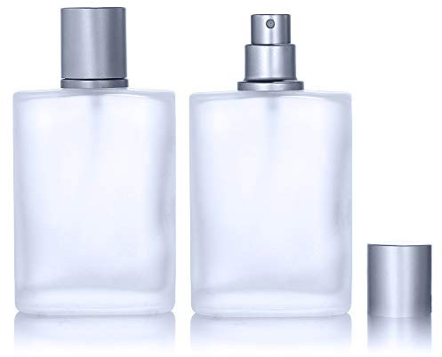 Paquete de 2 botellas de perfume vacías esmeriladas de 50 ml, 100 ml/95.8 g, atomizador de perfume, recargables, de niebla fina, 4 tipos de dispensador de perfume (2 botellas esmeriladas de 50 ml/47.9