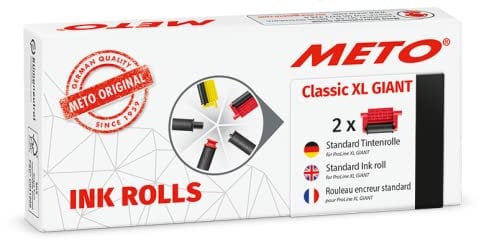Meto Farbrolle für Meto Classic XL Giant Profi Handauszeichner schwarz (für 29x28 mm Etiketten) 2 Stück,