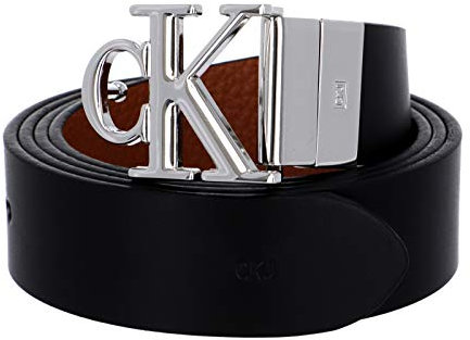 Calvin Klein Damen MONO HARDWARE ROUND REV PLQ 30MM Gürtel, Schwarz/Cuoio, 95