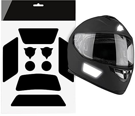 AUTODOMY Reflektierende Aufkleber für Motorradhelm 9 Stück | Reflektoren Helm Wetterfest & UV Beständig | Helm Reflektor Aufkleber Frankreich Racing Design (Schwarz Reflektierend)