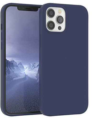 EAZY CASE Premium Silikon Handyhülle kompatibel mit iPhone 12 Pro Max Slimcover mit Kameraschutz und Innenfutter, Silikonhülle, Schutzhülle, Bumper, Handy Case, Hülle, Softcase, Nacht Blau