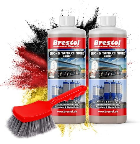 BRESTOL® Silo- & Tankreiniger sauer 2 Liter Konzentrat + Handbürste RALLY - Beize Edelstahlbeize Aluminiumbeize Fassadenreiniger Steinreiniger Aluminium Aktivator