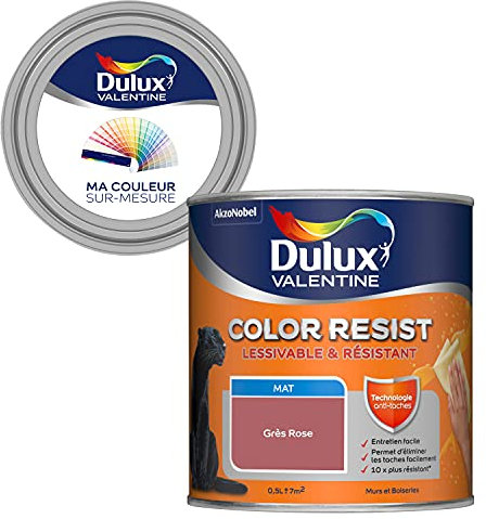 Ma Couleur Sur-Mesure par Dulux Valentine – Peinture Intérieure Murs, Plafonds, Boiseries - Palette expressive, Pièce à Vivre Mat, Gres Rose , 0,5 L