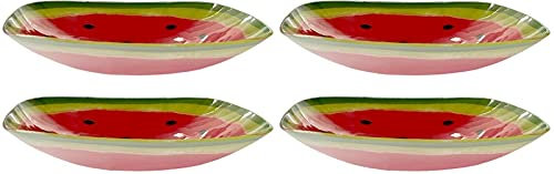 Juego de 4 cuencos grandes de cristal de color brillante sandía desierto cuencos de sopa