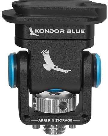 KONDOR BLUE | Mini Lock QR Swivel Tilt Monitor Mount with Arri Pin (Pan/Tilt) | for Monitor Display, Swivels 360°, Tilts 180°, & Locks in with Desired Tension | Raven Black