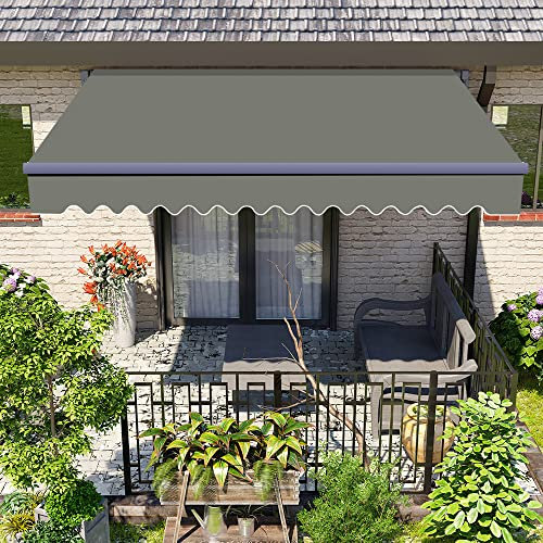 Green Bay Retractable 4m x 3m Awning DIY Patio Awning Garden Canopy Outdoor Sun Shade Shelter with Fittings and Crank Handle - Grey