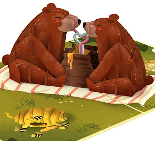 papercrush® Pop-Up Karte Verliebte Bären - Süße 3D Liebeskarte für Frau, Mann und Paare, Ich Liebe Dich Karte zum Geburtstag, Jahrestag oder Hochzeitstag - Liebeserklärung für Frauen & Männer