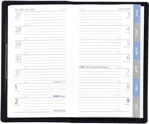 Güss Taschenkalender 9x15cm 1 Woche/Seite schwarz 2024